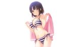  6u_(eternal_land) bikini brown_eyes brown_hair katou_megumi navel photoshop saenai_heroine_no_sodatekata short_hair swimsuit wet white 