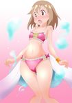  bikini blush brown_eyes brown_hair hanami_yuzuka highres mahou_shoujo_nante_mou_ii_desukara. swimsuit xiao_rui_rui 