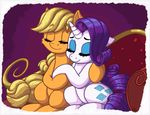  2016 applejack_(mlp) blush cuddling duo equine eyes_closed fainting_couch female friendship_is_magic horn horse latecustomer mammal my_little_pony pony rarity_(mlp) romantic_couple sitting unicorn 