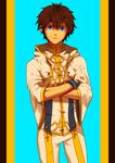  1boy blue_eyes dungeon_and_fighter dungeon_fighter_online lvlv male_focus simple_background solo standing 