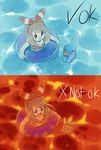  1girl bikini haruka_(pokemon) haruka_(pokemon)_(remake) innertube pokemon pokemon_(game) pokemon_oras solo sweat swimsuit torchic water 