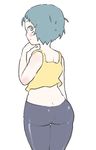  1girl ass female inkerton-kun persona persona_3 simple_background solo white_background yamagishi_fuuka yoga_pants 