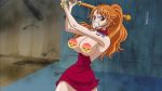 1girl breasts censored cleavage curvy female nami_(one_piece) nipple_censor one_piece revealing_clothes screencap third-party_edit 