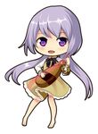  bad_id bad_pixiv_id barefoot brown_dress chain chibi dress full_body instrument legs long_sleeves looking_at_viewer lute_(instrument) ookashippo open_mouth outline purple_eyes purple_hair shiny shiny_hair shirt short_hair simple_background smile solo split_ponytail touhou tsukumo_benben white_background white_shirt 