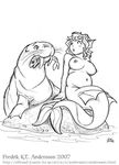  2006 female fish frederik_k_t_anderson male mammal marine merfolk nipples nude pinniped rock slightly_chubby walrus water 