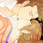  1boy 1girl 3mm brown_hair couple eyes_closed gintama kiss kondo_isao kondou_isao shimura_tae short_hair 