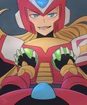  2boys armor blonde_hair blush looking_at_viewer male_focus multiple_boys naughty_face rockman rockman_x rockman_zero tongue yaoi zero_(rockman) 