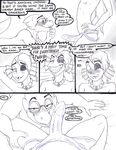  alphys bedroom_eyes blush breasts collar comic dialogue dildo duo ear_fins english_text eye_patch eyewear fangs female female/female fin fish glasses half-closed_eyes hi_res lizard magic marine monochrome monster nude reptile scalie seductive sex_toy strapon text undertaild undertale undyne video_games 