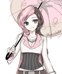  brown_hair heterochromia long_hair lostviolette multicolored_hair neo_(rwby) pink_hair rwby solo umbrella 