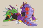  &lt;3 2016 anthro armadillo armored_armadillo blush capcom chameleon daftpatriot digital_drawing_(artwork) digital_media_(artwork) duo erection eye_contact fellatio green_body horn leg_grab lizard machine male male/male mammal mega_man_(series) oral penis purple_body rear_view reclining red_eyes reptile robot scalie sex simple_background sitting smile sting_chameleon video_games 