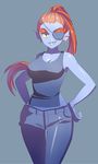 anthro artist_needed breasts clothed clothing eye_patch eyewear female fish hair long_hair looking_at_viewer marine red_hair simple_background smile solo source_request undertale undyne video_games wide_hips 