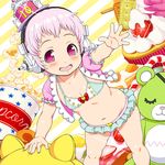  baby blush candy candy_cane food hat headphones looking_at_viewer navel nitroplus open_mouth pink_eyes pink_hair popcorn short_hair smile solo stuffed_animal stuffed_toy super_sonico top_hat tsuji_santa younger 