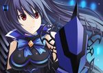  bad_id bad_pixiv_id bare_shoulders black_hair breasts frown hair_ornament long_hair looking_at_viewer medium_breasts neptune_(series) noire red_eyes sd shield solo twintails very_long_hair 