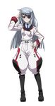  blue_neckwear brown_hair eyepatch full_body highres infinite_stratos laura_bodewig long_hair looking_at_viewer necktie silver_hair solo transparent_background uniform 