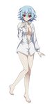  blue_hair breasts dress_shirt full_body highres index_finger_raised infinite_stratos large_breasts looking_at_viewer naked_shirt navel red_eyes sarashiki_tatenashi shirt short_hair smile solo transparent_background white_shirt 