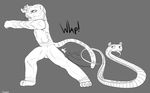  absurd_res anthro backlash91 barefoot clenched_teeth conditional_dnp feline feral fighting_stance greyscale hi_res kung_fu_panda line_art mammal master_tigress master_viper monochrome motion_lines naughty_face reptile scalie signature snake sound_effects spanking teeth tiger tongue tongue_out whiskers 