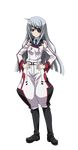  blue_neckwear brown_hair eyepatch full_body hand_on_hip highres infinite_stratos laura_bodewig long_hair looking_at_viewer necktie silver_hair solo transparent_background uniform 