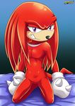  2016 bbmbbf bed bedroom blush echidna grin half-closed_eyes horny inviting knuckles_the_echidna male mammal mobius_unleashed monotreme muscular palcomix palcomix_vip sonic_(series) 