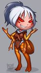  animated arachnid armor arthropod chibi faux_drider female hair humanoid janeen_brotherthat multi_eye mutiple_arms ninja_kitty red_eyes spider white_hair 