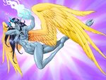  2016 abs abstract_background baphomet black_eyes blue_skin breasts color_edit colored curtsibling detailed_background digital_media_(artwork) edit eyebrows eyelashes female god_vs_god hair hooves horn humanoid long_hair lvl9drow navel nipples not_furry nude solo star white_eyes wings 