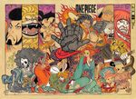  brook carrot_(one_piece) furry gear_fourth haki inuarashi_(one_piece) kinemon momonosuke_(one_piece) monkey_d_luffy nami_(one_piece) nekomamushi oda_eiichirou official_art one_piece sanji tony_tony_chopper 