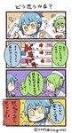  &gt;:) 0_0 2girls 4koma artist_name blue_hair clenched_hand comic commentary_request green_eyes green_hair hat labcoat line_(naver) multiple_girls personification ponytail sailor_hat short_twintails smile sweatdrop translation_request tsukigi twintails twitter twitter-san twitter-san_(character) twitter_username v-shaped_eyebrows yellow_eyes |_| 