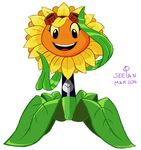  2016 clothing eyelashes eyewear female flora_fauna flower freckles goggles open_mouth plant plants_vs_zombies pussy seepan shirt smile solar_flare_(plants_vs_zombies) solo sunflower 