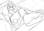  2016 anthro anthrofied barefoot black_and_white clothing coco_pommel_(mlp) cyborg-steve earth_pony equine female foot_focus friendship_is_magic hair horse humanoid_feet lying mammal monochrome my_little_pony on_side pillow pony sleeping sofa soles solo 