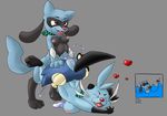  anthro bilebubble blue_fur canine cum dewott duo female fur mammal nintendo pok&eacute;mon riolu scalchop sex video_games 