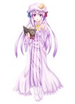  blush book crescent crescent_hair_ornament full_body hair_ornament hat highres mob_cap open_hands open_mouth patchouli_knowledge purple_eyes purple_hair reimei_(r758120518) solo tachi-e touhou transparent_background 