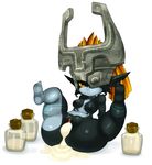  1girl areolae breasts cum cum_in_pussy helmet imp legs_up mato_spectoru midna nipples one_eye_covered orange_hair pointy_ears pussy red_eyes simple_background soles solo spread the_legend_of_zelda the_legend_of_zelda:_twilight_princess uncensored 