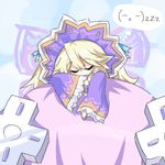  blonde_hair check_translation commentary d-pad d-pad_hair_ornament hair_ornament histoire kisaragi_(kisaragi0930) long_hair multiple_girls neptune_(choujigen_game_neptune) neptune_(series) out_of_frame sleeping thought_bubble translation_request twintails zzz 