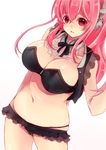  bandeau blush breasts cleavage headphones highres large_breasts long_hair looking_at_viewer midriff navel nitroplus obybuss open_mouth panties pink_eyes pink_hair solo strapless super_sonico tubetop underwear 