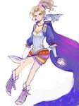  alternate_costume blonde_hair bow cape dissidia_012_final_fantasy dissidia_final_fantasy earrings final_fantasy final_fantasy_vi hair_ribbon highres jewelry long_hair ponytail ribbon solo tina_branford wings yaji_(sep7777) 