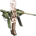  bare_shoulders blue_eyes boots cannon child cu_(fsy84738368) full_body hair_ornament hairclip hat jacket looking_at_viewer mecha_musume official_art one_eye_covered panzer_waltz personification short_hair shy solo t-34-100_(panzer_waltz) thigh_boots thighhighs thighs transparent_background white_hair 