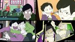  anger_vein bad_id bad_twitter_id bangs black_hair brothers couch eating food glasses grin happy_tears hood hoodie lying male_focus matsuno_choromatsu matsuno_ichimatsu matsuno_karamatsu matsuno_osomatsu messy_hair multiple_boys noodles on_side osomatsu-kun osomatsu-san parody parted_bangs ramen sharp_teeth siblings smile squatting style_parody tears teeth yai_(hachihito) yojouhan_shinwa_taikei 