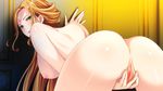  1girl against_wall areolae ass bent_over blonde_hair blush breasts censored game_cg green_eyes hanging_breasts highres huge_breasts indoors invitation legs long_hair looking_back mosaic_censoring nipples nude parted_lips pussy sagara_riri solo spread_pussy thighs tokeidai_no_jeanne:_jeanne_&agrave;_la_tour_d&#039;horloge tokeidai_no_jeanne:_jeanne_ã _la_tour_d'horloge 