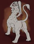  2016 anus balls breasts butt feline female fur hair iggi intersex mammal multi_breast muscular nipples nude presenting presenting_hindquarters pussy savant_(kintarius) simple_background sketch solo taur 