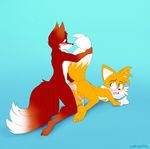  anal balls blush canine cosmicvanellope cub duo erection fox from_behind_position looking_back male male/male mammal nude open_mouth penis raised_tail rear_view sex signature smile young 