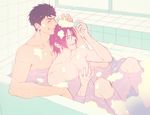  2boys abs bath bathroom blush free! matsuoka_rin multiple_boys muscle nude ookiidesunone pecs shared_bathing size_difference smile soap water yamazaki_sousuke yaoi 
