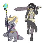  anthro armor breasts canine clothed clothing duo female frokusblakah jensca mammal seff_(character) wolf 