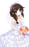  cleavage dress kantai_collection no_bra shigure_(kancolle) urara wedding_dress 