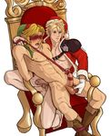  2boys armor blonde_hair bludwing blush boots christmas cloud_strife cum erection final_fantasy final_fantasy_vii gloves link male_focus multiple_boys naughty_face nintendo nude penis restrained smirk sweat testicle_grab testicles the_legend_of_zelda wince yaoi 