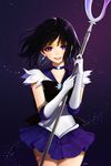  aegyo bad_id bad_twitter_id bishoujo_senshi_sailor_moon black_bow black_hair bob_cut bow choker circlet cowboy_shot crystal earrings elbow_gloves eyelashes gloves highres holding holding_spear holding_weapon jewelry looking_at_viewer parted_lips pleated_skirt polearm purple_eyes purple_sailor_collar red_lips sailor_collar sailor_saturn sailor_senshi_uniform short_hair silence_glaive skirt smile solo spear star star_choker tomoe_hotaru weapon white_gloves 
