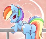  2016 blue_fur blush butt cutie_mark dock equine feathered_wings feathers female feral friendship_is_magic fur hair heavymetalbronyyeah looking_at_viewer mammal multicolored_hair multicolored_tail my_little_pony nude pegasus rainbow_dash_(mlp) rainbow_hair rainbow_tail solo tongue tongue_out wings 