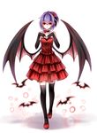  alternate_costume alternate_hairstyle bad_id bad_pixiv_id bangs bare_shoulders bat bat_wings black_gloves black_legwear bow breasts choker dress elbow_gloves flower full_body gloves hair_between_eyes hair_flower hair_ornament hands_on_own_chest highres light_particles mary_janes purple_hair red_dress red_footwear remilia_scarlet ribbon rose sheya shoe_bow shoes short_dress short_ponytail sidelocks simple_background small_breasts smile solo strapless strapless_dress thighhighs touhou white_background wings zettai_ryouiki 