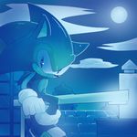  anthro black_nose clothing cloud footwear gloves hedgehog male mammal moon night outside solo sonic_(series) sonic_the_hedgehog バイトン 