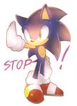  anthro black_nose clothing english_text footwear gloves green_eyes hedgehog male mammal simple_background solo sonic_(series) sonic_the_hedgehog text バイトン 