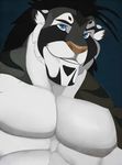  blue_eyes clothed clothing dazen_(character) dazen_cobalt feline male mammal solo tiger topless 