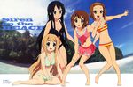  absurdres akiyama_mio barefoot bikini black_eyes black_hair blonde_hair blue_eyes breasts brown_eyes brown_hair cleavage day feet hairband highres hirasawa_yui k-on! kotobuki_tsumugi long_hair magazine_scan medium_breasts multiple_girls newtype non-web_source official_art scan short_hair small_breasts striped striped_bikini striped_swimsuit swimsuit tainaka_ritsu toes ueno_chiyoko very_long_hair 